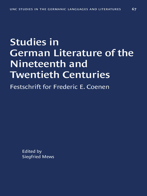 Title details for Studies in German Literature of the Nineteenth and Twentieth Centuries by Siegfried Mews - Available